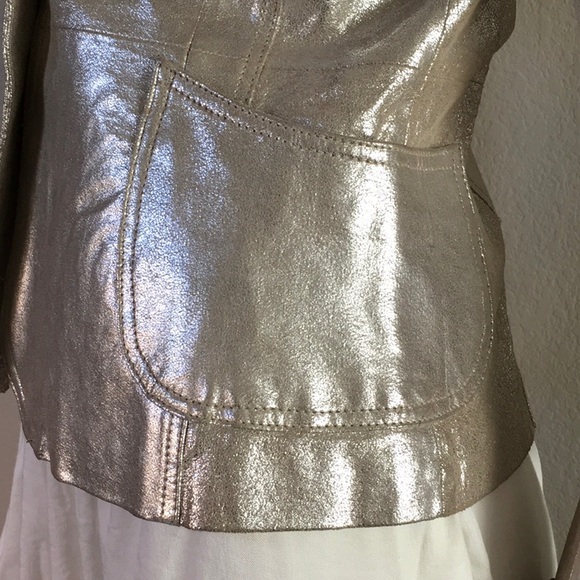 NWOT Pearl/ Silver Metallic Genuine Leather Blazer - Picture 5 of 8